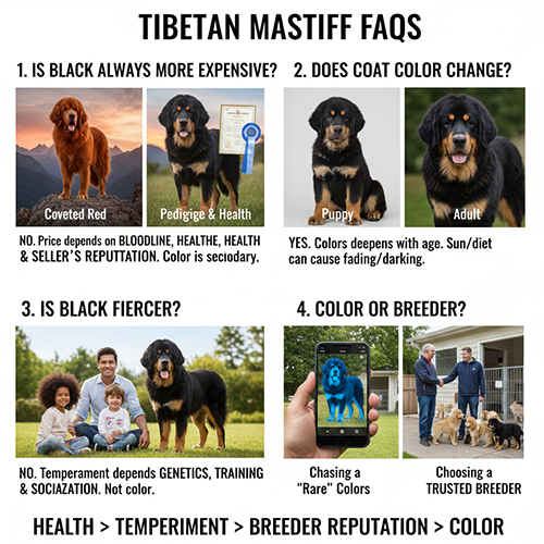Câu hỏi thường gặp về màu lông chó Ngao Tây Tạng liên quan giá bán, tính cách và độ hiếm