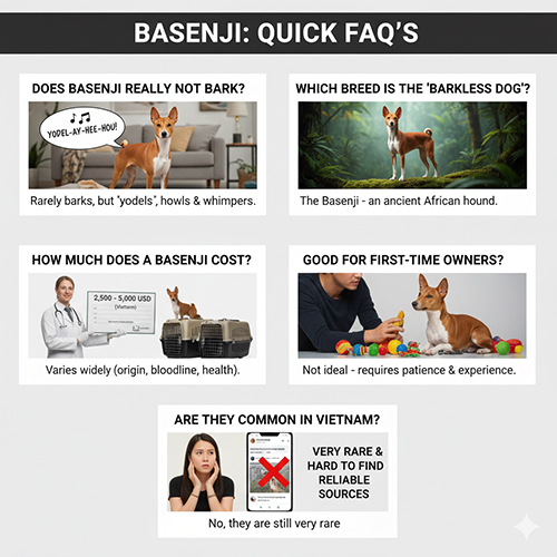 FAQ nhanh về chó Basenji với các câu hỏi phổ biến về tiếng sủa, giá và độ hiếm