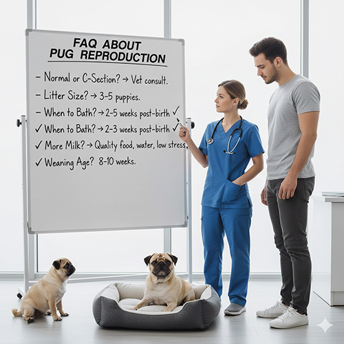 Bảng FAQ về chó Pug sinh sản với bác sĩ thú y giải đáp các câu hỏi thường gặp cho người nuôi