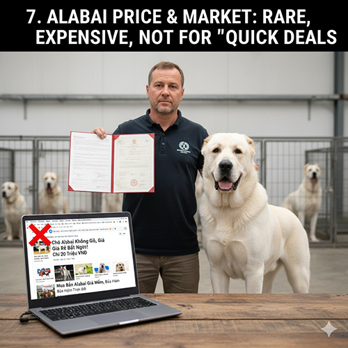 Chó Alabai trưởng thành có giấy tờ phả hệ trong trại nuôi giống