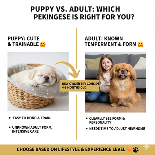 So sánh giá chó Bắc Kinh con và chó Bắc Kinh trưởng thành khi chọn mua