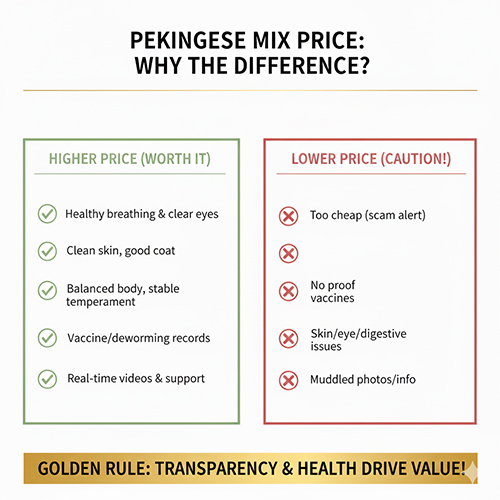 So sánh giá chó Bắc Kinh lai cao và thấp dựa trên sức khỏe và độ minh bạch