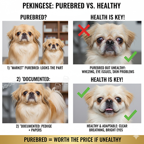 So sánh chó Bắc Kinh thuần chủng và sức khỏe khi định giá