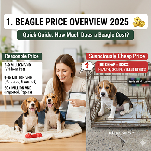 Bảng tổng quan giá chó Beagle 2025 giữa các phân khúc và cảnh báo nguy cơ giá rẻ