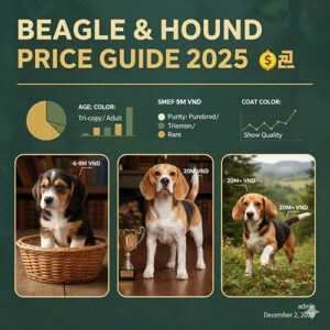 Bảng giá chó Beagle và chó săn thỏ theo độ tuổi, độ thuần chủng và màu lông