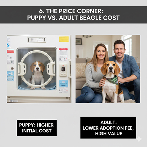 So sánh chi phí nuôi và giá trị giữa chó Beagle con và chó Beagle trưởng thành