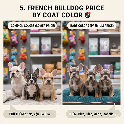 Giá chó Bull Pháp theo màu lông phổ thông và màu hiếm