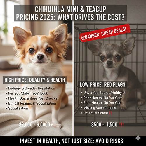 So sánh giá Chihuahua mini và teacup, lý do chênh lệch giữa giá cao và giá rẻ bất thường