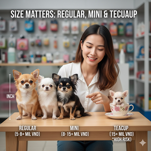 Giá chó Chihuahua theo size thường, mini và teacup – bảng so sánh rõ ràng