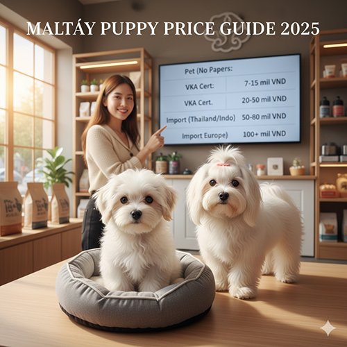 Bảng giá chó Maltese theo phân khúc, kèm 2 bé Maltese trắng và chủ trại tư vấn chọn mua