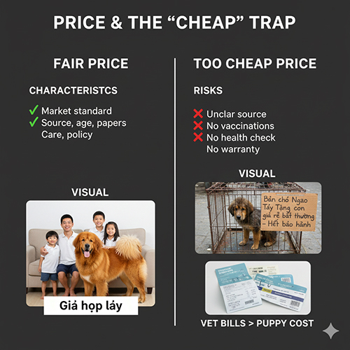 So sánh giá chó Ngao Tây Tạng hợp lý và bẫy giá rẻ khi mua