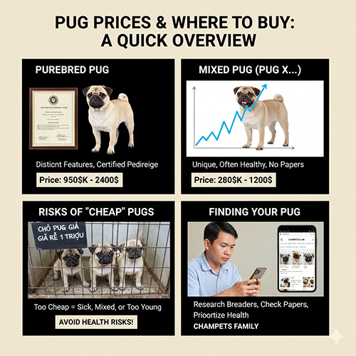 Giá chó Pug và nơi mua bán – tổng quan nhanh các phân khúc và rủi ro