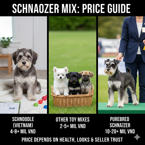 Bảng giá tham khảo chó Schnauzer lai Poodle, Schnauzer lai giống nhỏ và Schnauzer thuần
