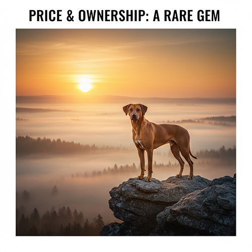 Chó xoáy Nam Phi Rhodesian Ridgeback đứng trên mỏm đá lúc hoàng hôn