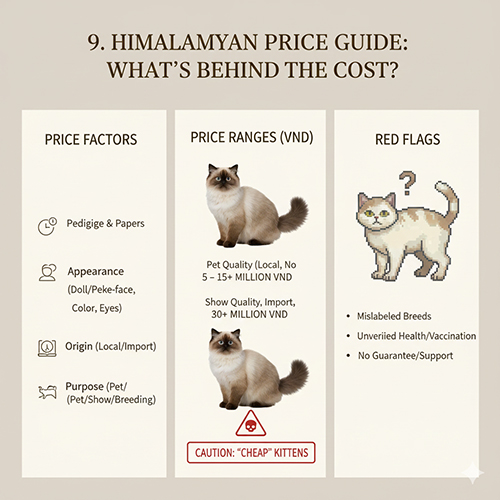 Giá mèo Himalaya và các yếu tố ảnh hưởng như giấy tờ, ngoại hình và nguồn gốc