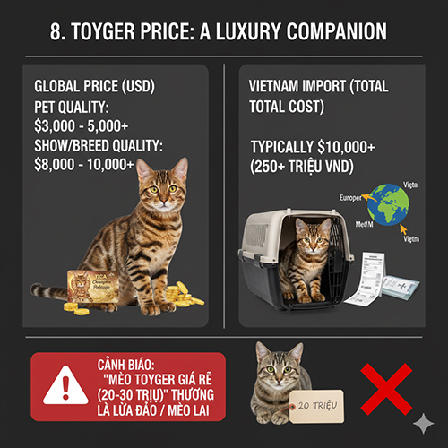 Giá mèo Toyger trên thế giới và chi phí nhập khẩu về Việt Nam