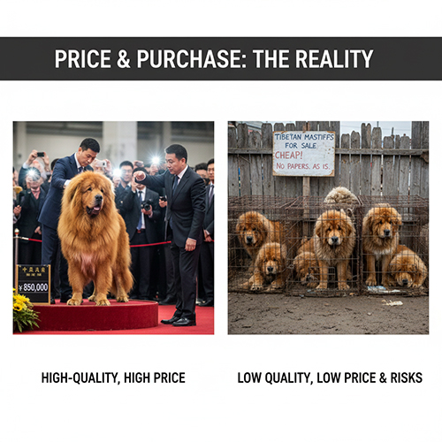 So sánh thực tế giá chó Ngao Tây Tạng giữa cá thể chất lượng cao giá cao và chó chất lượng thấp tiềm ẩn rủi ro
