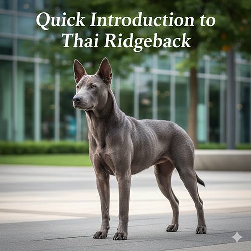 Chó Xoáy Thái đứng cảnh giác, thân hình cơ bắp, mào xoáy lưng rõ nét