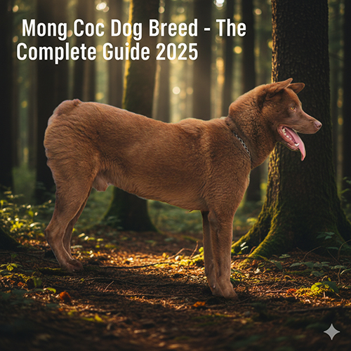 Anh đại diện giống chó Mông Cộc trong rừng với vóc dáng khỏe, cơ bắp và bộ lông dày đặc trưng.