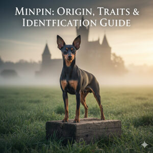 Giống chó Phốc hươu (Minpin) đứng trên bãi cỏ buổi sớm, dáng nhỏ nhưng săn chắc, minh họa cho bài viết về nguồn gốc, đặc điểm và cách nhận diện chuẩn.