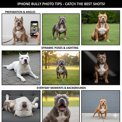 Gợi ý chụp hình chó Bully đẹp chỉ bằng điện thoại với các góc chụp thấp, ánh sáng tự nhiên và khoảnh khắc đời thường