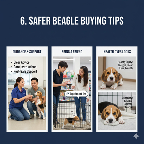 Gợi ý mua chó Beagle an toàn: hỗ trợ tận tâm, đi cùng người có kinh nghiệm và ưu tiên sức khỏe hơn ngoại hình