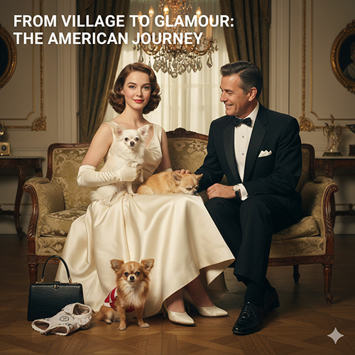 Hình minh họa hành trình Chihuahua từ làng quê Mexico đến hình ảnh chó quý tộc tại Mỹ