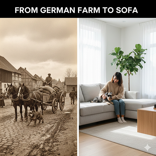 anh tong hop schnauzer tu nong trai duc den ghe sofa hien dai the hien lich su phat trien giong cho