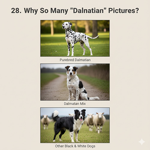 Hình con chó Đốm Dalmatian thuần và các giống chó đen trắng khác