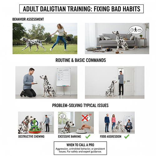 Huấn luyện chó Đốm Dalmatian trưởng thành để sửa thói quen xấu