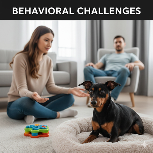 Chó Phốc hươu nằm yên trong nhà khi chủ đang tập xử lý hành vi khó