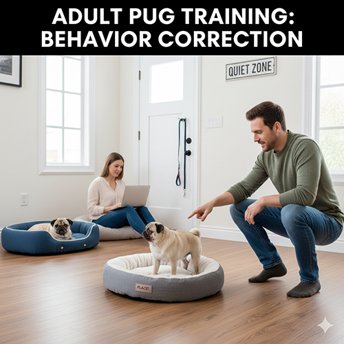 Huấn luyện chó Pug trưởng thành sửa hành vi và giữ nề nếp trong nhà