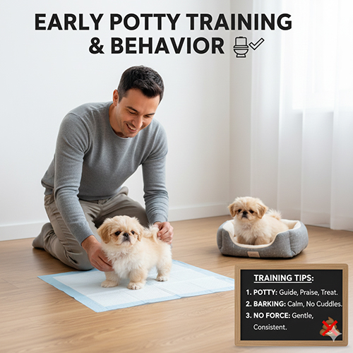 Huấn luyện chó Bắc Kinh con đi vệ sinh đúng chỗ và tạo nề nếp sớm