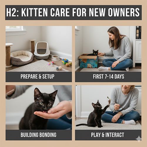 Hướng dẫn chăm sóc mèo Bombay con cho người mới với các bước chuẩn bị và làm quen