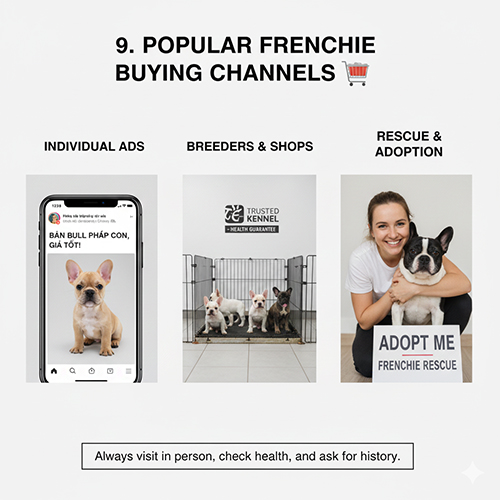 Các kênh mua chó Bull Pháp phổ biến