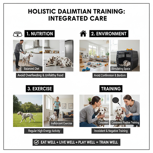 Kết hợp huấn luyện chó Đốm Dalmatian với ăn uống, môi trường sống và vận động