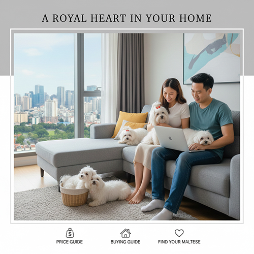 Chó Maltese quây quần cùng gia đình trong căn hộ hiện đại
