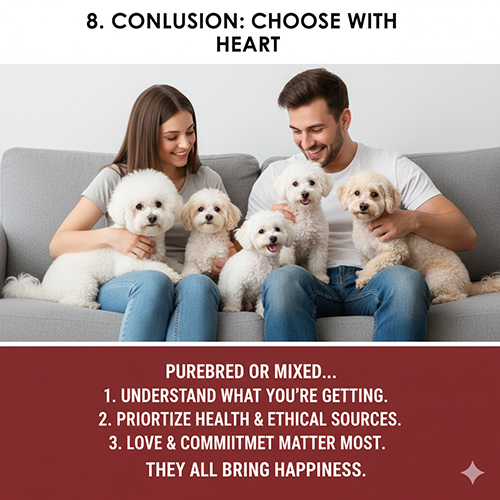 Gia đình hạnh phúc bên chó Bichon thuần chủng và chó Bichon lai