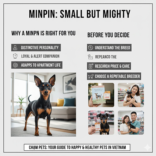 Hình tổng kết về giống Phốc hươu: đặc điểm nổi bật, lưu ý trước khi nuôi và hình ảnh người nuôi chọn chó tại cửa hàng uy tín.