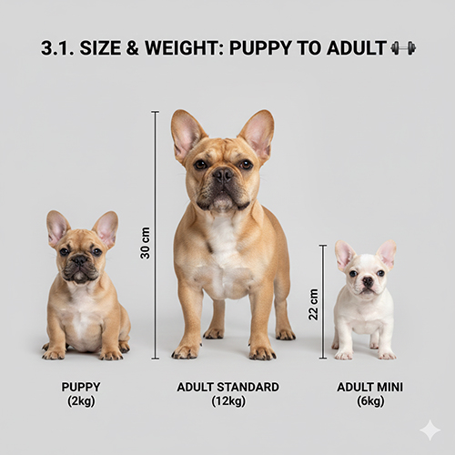 Kích thước và cân nặng chó Bull Pháp từ nhỏ đến trưởng thành