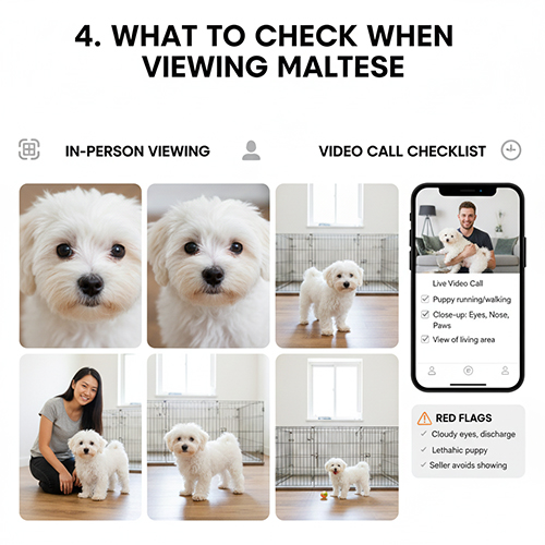 Những điểm cần kiểm tra khi xem chó Maltese trực tiếp hoặc qua video call