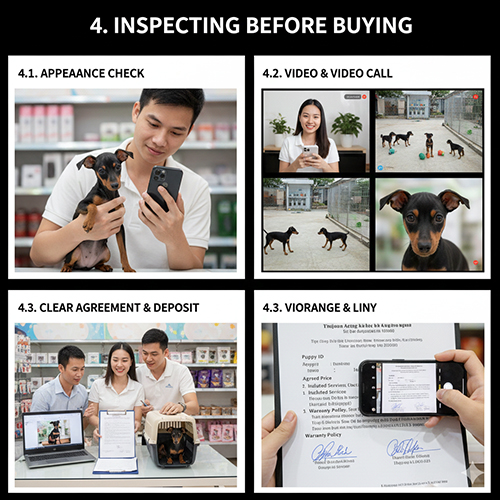Các bước kiểm tra chó Phốc hươu trước khi mua: xem ngoại hình, yêu cầu video, gọi video call, thỏa thuận rõ ràng và chốt cọc minh bạch.