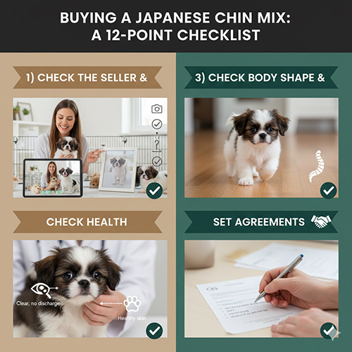 Checklist chọn mua chó Nhật lai với các bước kiểm tra người bán, sức khỏe và form dáng