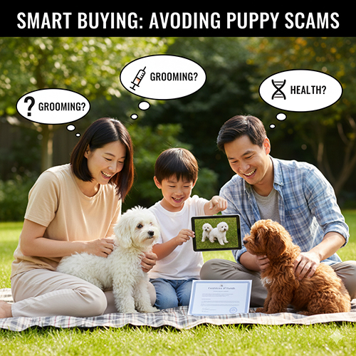 Gia đình chọn mua chó Maltese lai an toàn, kiểm tra sức khỏe và nguồn gốc