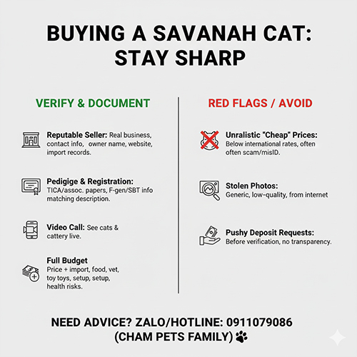 Hướng dẫn mua mèo Savannah an toàn, nhận biết rủi ro và dấu hiệu lừa đảo
