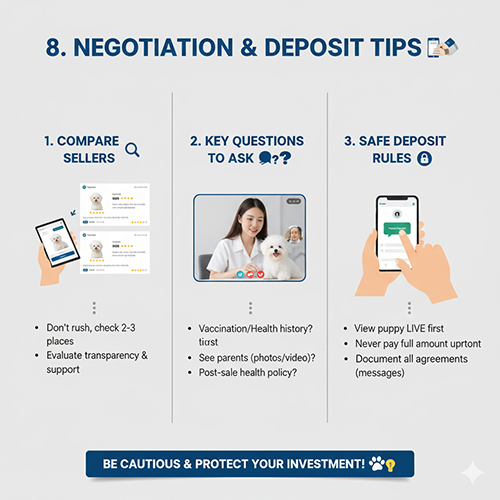 Kinh nghiệm thương lượng giá và đặt cọc khi mua chó Bichon Frise