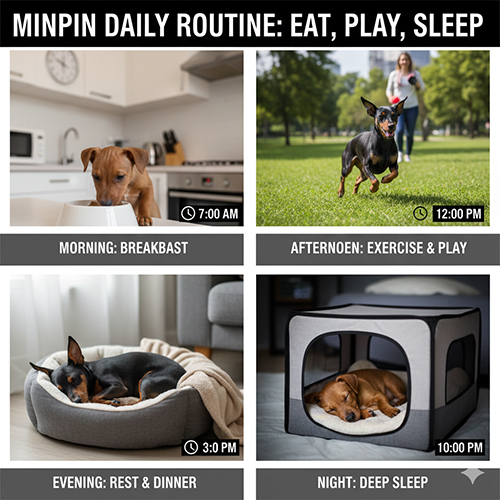 Lịch sinh hoạt hằng ngày ăn chơi ngủ nghỉ của chó Phốc hươu Minpin trong nhà