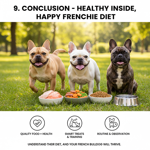 Ba chú Bull Pháp ngồi trước các bát thức ăn khác nhau trong công viên