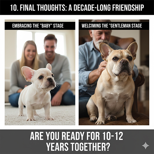 Bull Pháp con và Bull Pháp trưởng thành bên chủ, biểu tượng cho hành trình gắn bó dài lâu