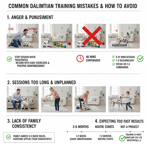 Lỗi thường gặp khi huấn luyện chó Đốm Dalmatian như quát mắng và dạy quá dài